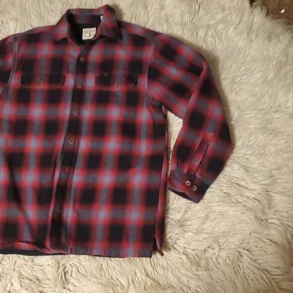 RedHead Fleece Lined Flannel Button Up Shirt Mens L Red Plaid Long Sleeve - Picture 2 of 9